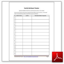 Family History Heirloom Tracker