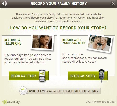 Voice Recording on Ancestry.com