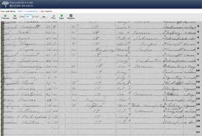 Search census records